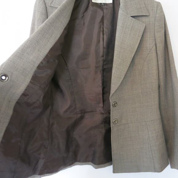 TAHARI Arthur Levine Wool Blend Jacket Blazer Size 4 Women Brown Gray Office - Picture 9 of 14